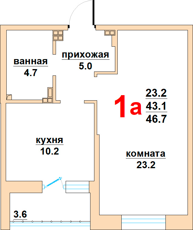 Квартира №2.  1 подъезд. 2 этаж.