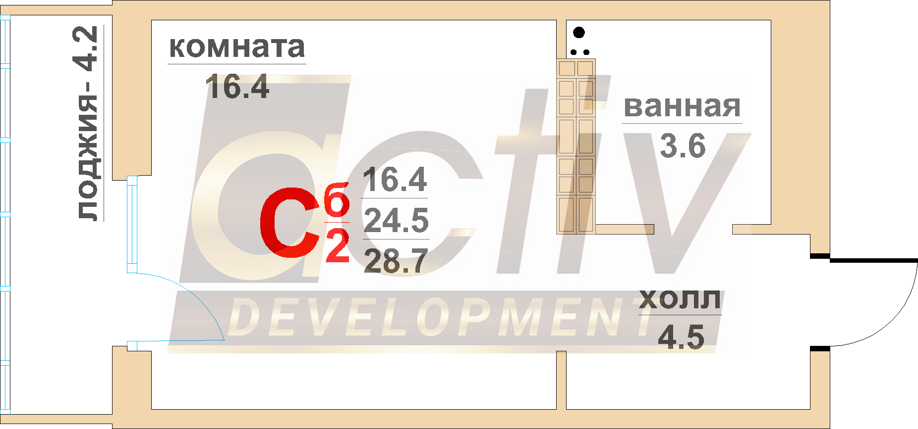 Квартира №47.  1 подъезд. 4 этаж.