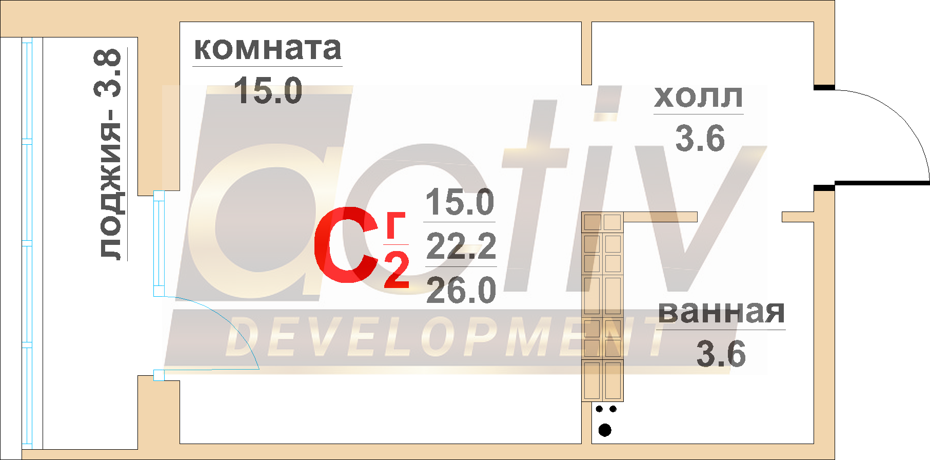 Квартира №87.  1 подъезд. 6 этаж.