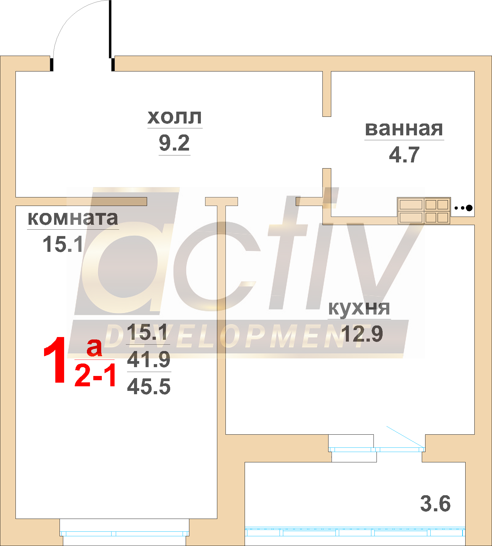 Квартира №63. 2 корпус (1 подъезд)  . 1 подъезд. 9 этаж.