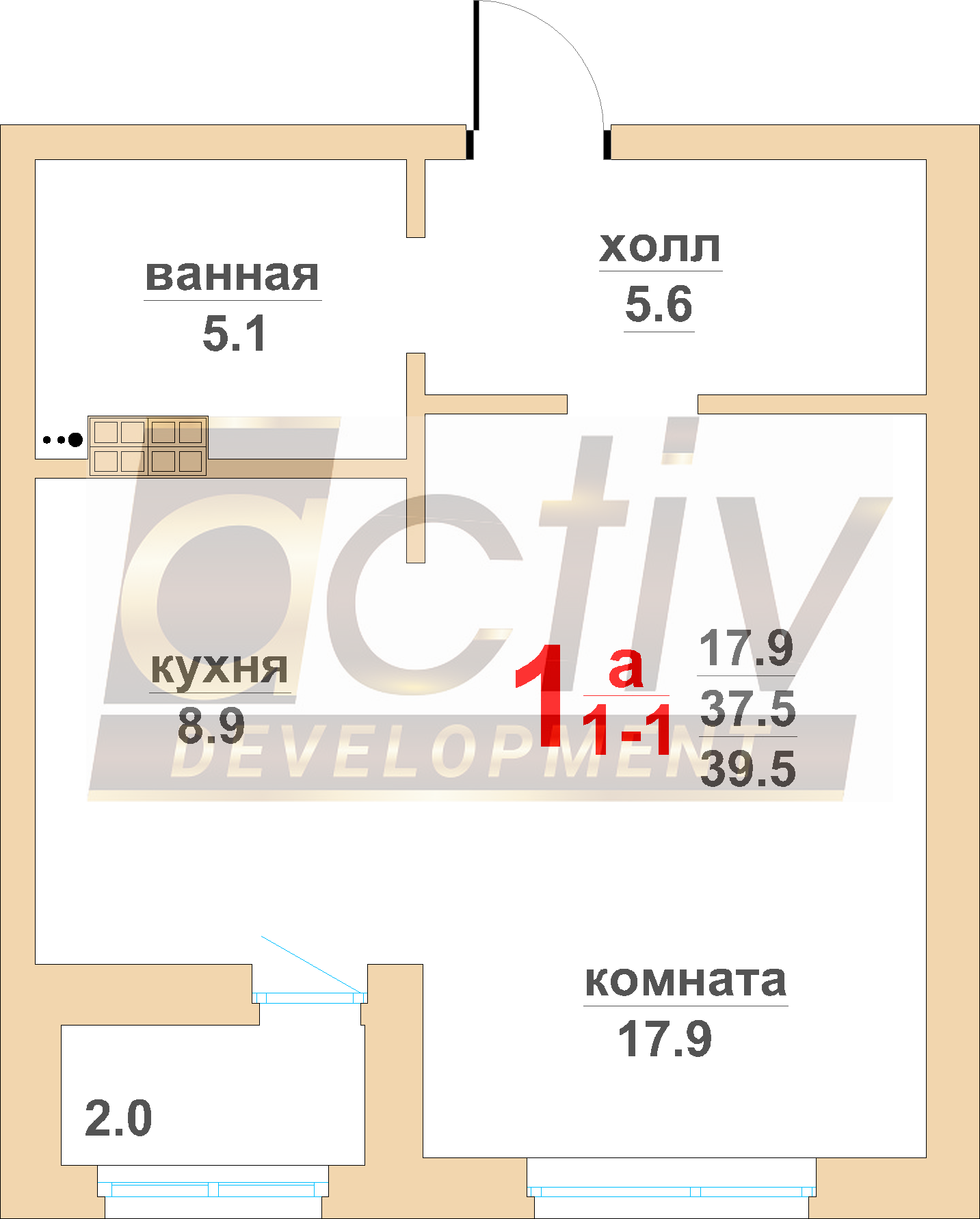 Квартира №37. 1 корпус   . 1 подъезд. 8 этаж.