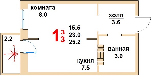 Квартира №412. 2 Очередь. 3 подъезд. 1 этаж.